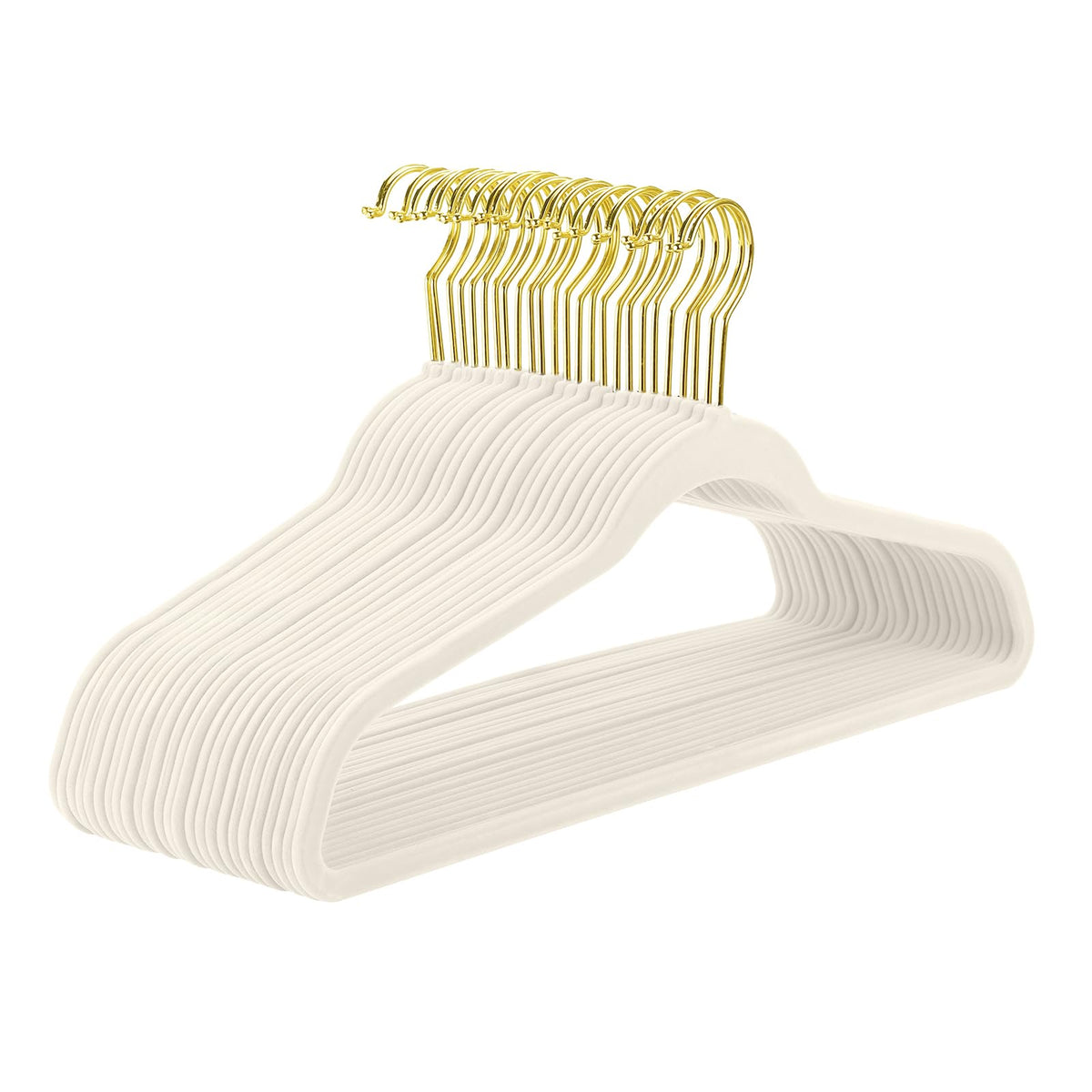 MIZGI Ivory Velvet Hangers 40 Pack close-up velvet texture showing non-slip finish and premium look