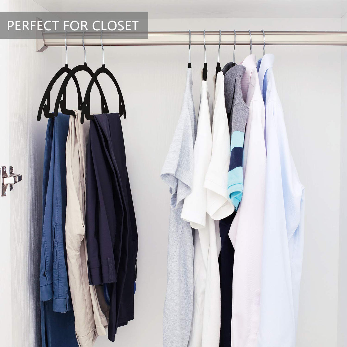 MIZGI velvet hangers prevent creasing on delicate outfits while organizing coats and shirts