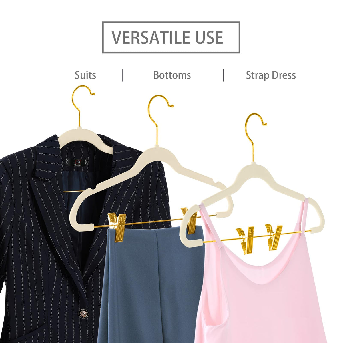 Non-slip velvet surface on MIZGI hangers prevents slips and creases on pants