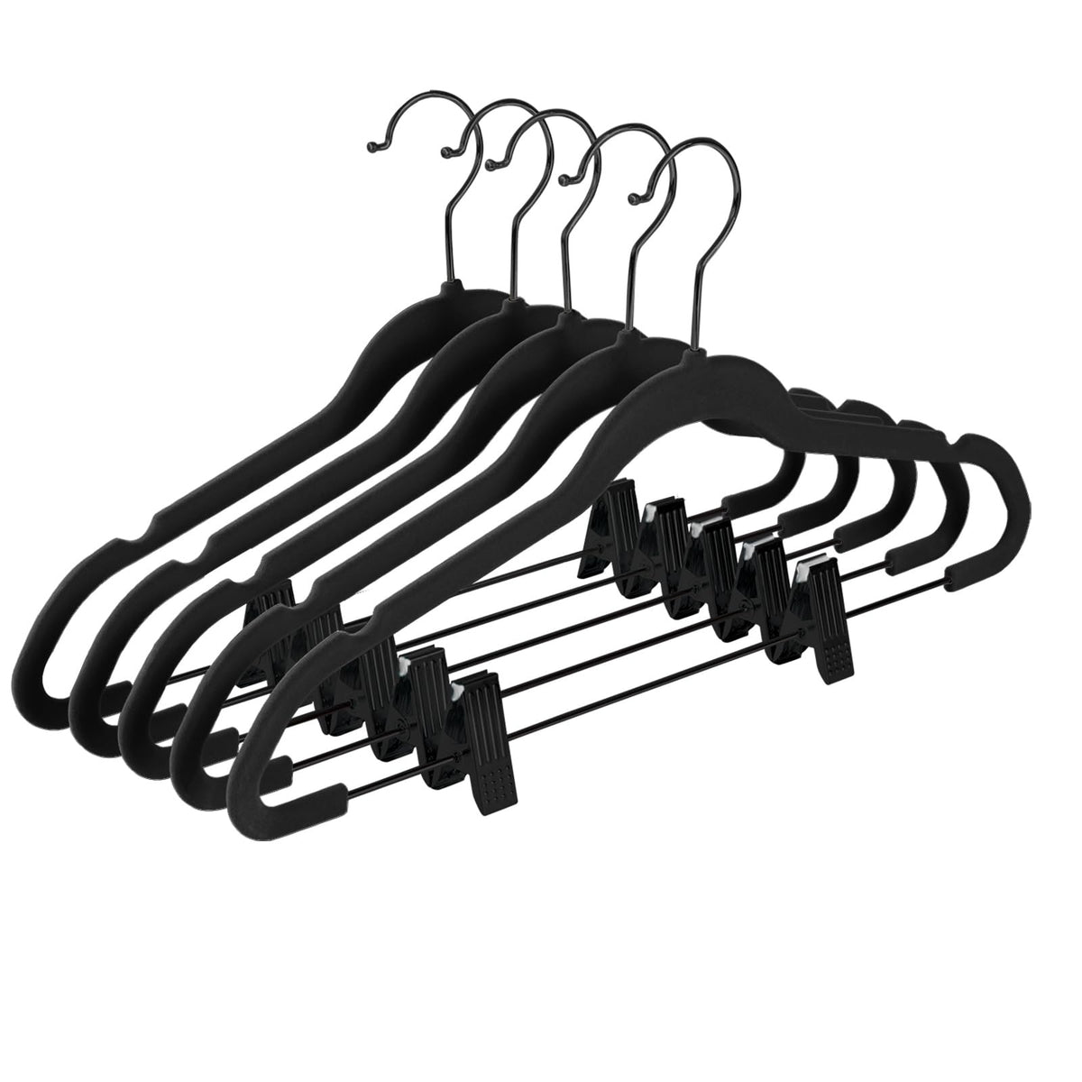MIZGI premium black velvet pants hangers with slim profile for organized closet