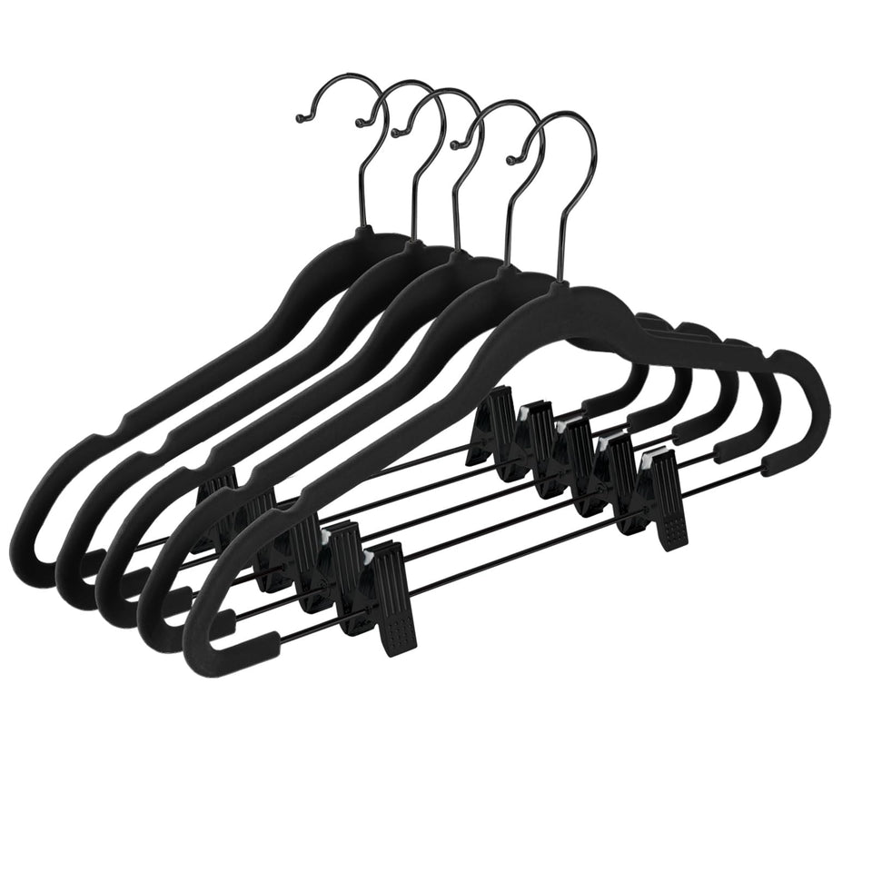 MIZGI premium black velvet pants hangers with slim profile for organized closet