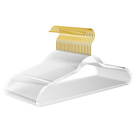 MIZGI premium clear hangers in a 50-pack for organized closet space.