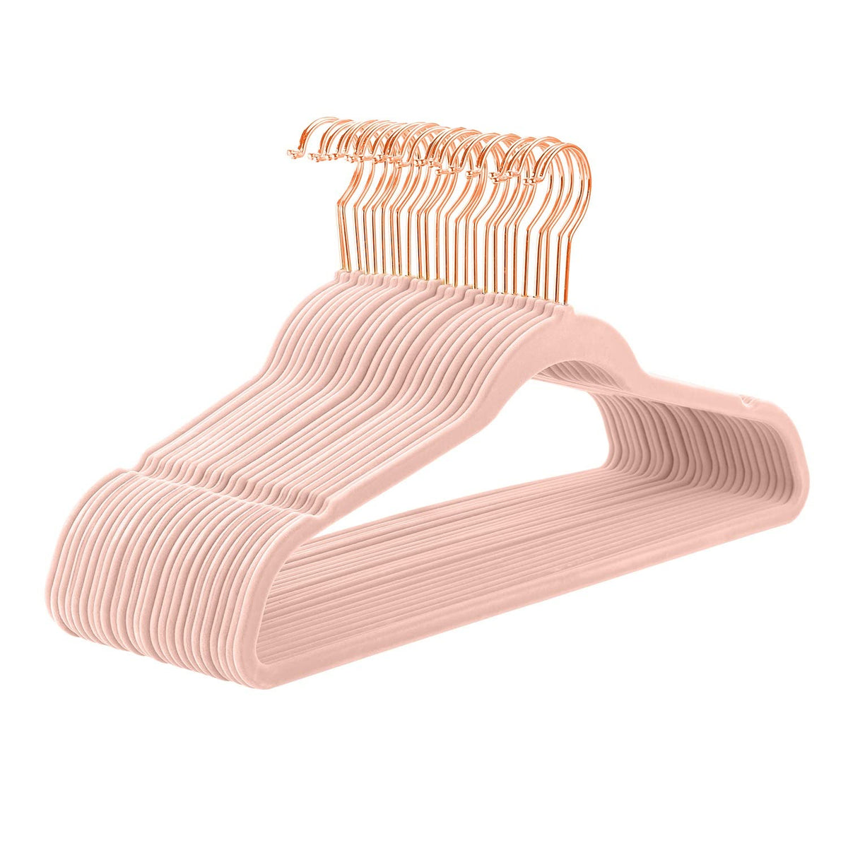 MIZGI Premium Velvet Hangers with 360° rose-gold hooks support heavy garments.