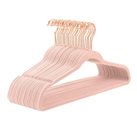 MIZGI Premium Velvet Hangers with 360° rose-gold hooks support heavy garments.