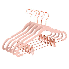MIZGI premium velvet pants hanger with clip and rose-gold hook prevents slips