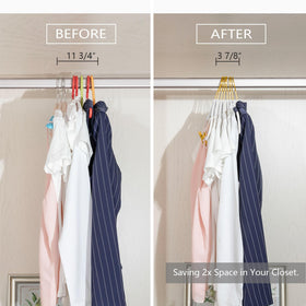 MIZGI Slim velvet hanger design saves closet space in small rooms.