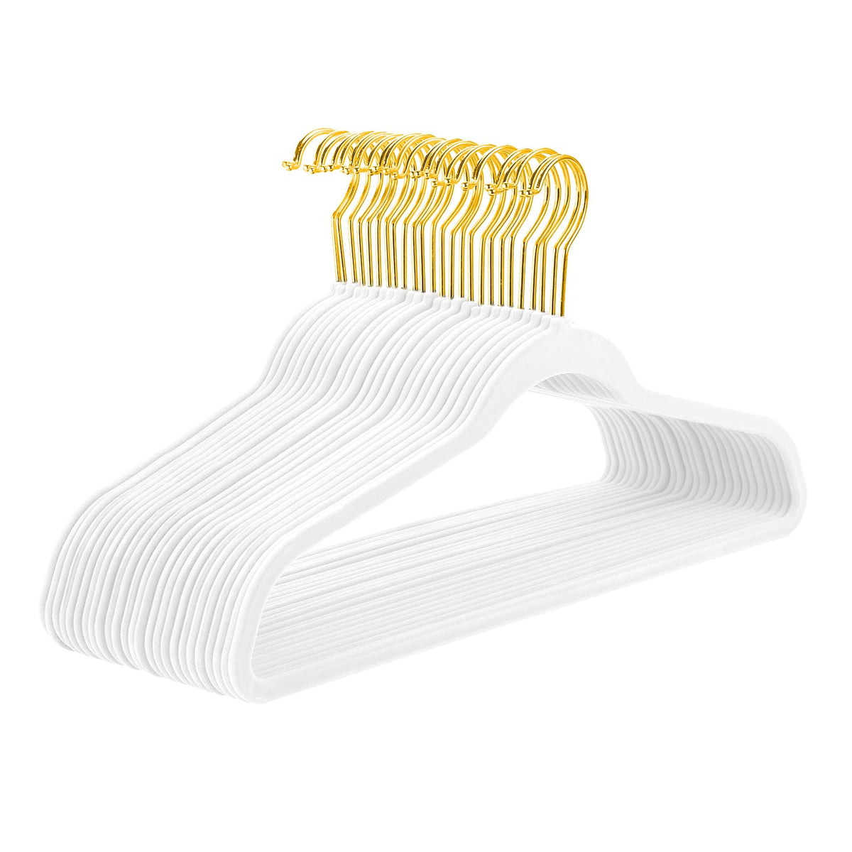 MIZGI premium white velvet hangers, 60-pack, anti-slip design for secure garments.
