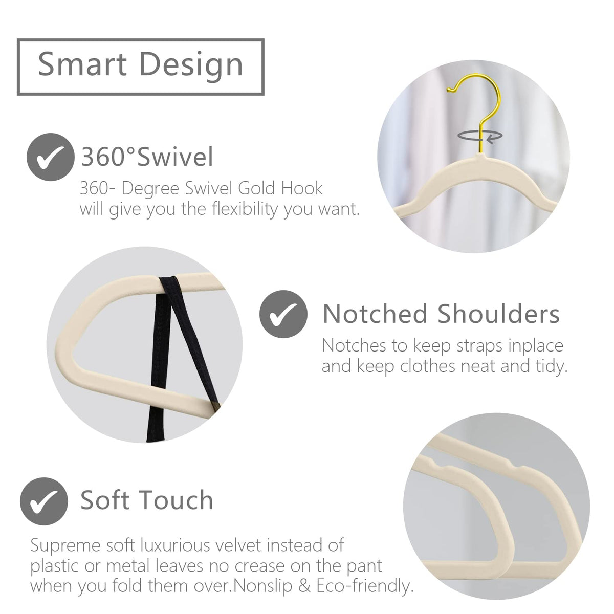 MIZGI slimline velvet hangers maximize closet space.