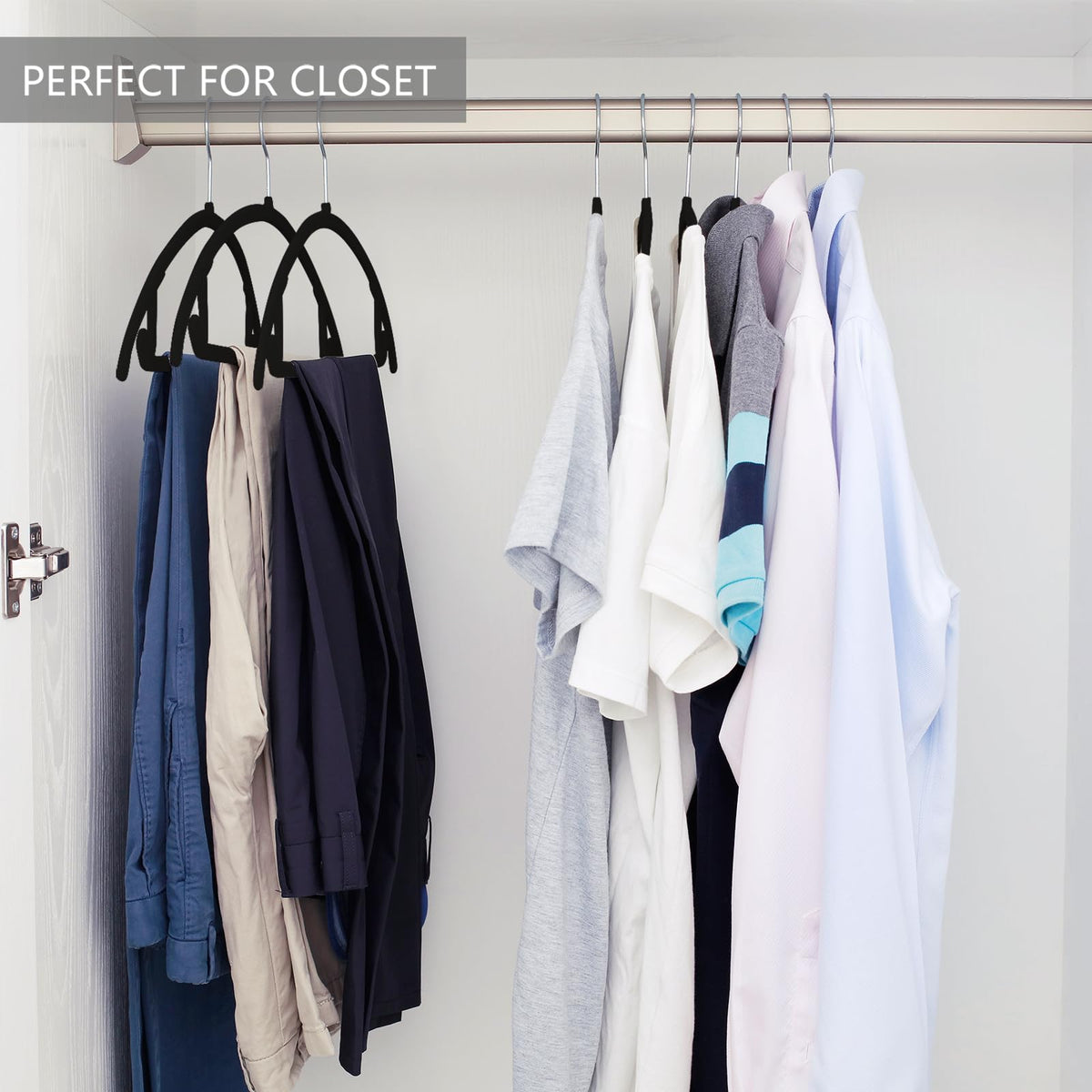 MIZGI Space-saving velvet hangers optimize closet capacity and accessibility