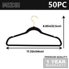 MIZGI value pack of 50 hangers ideal for dorms and closets.