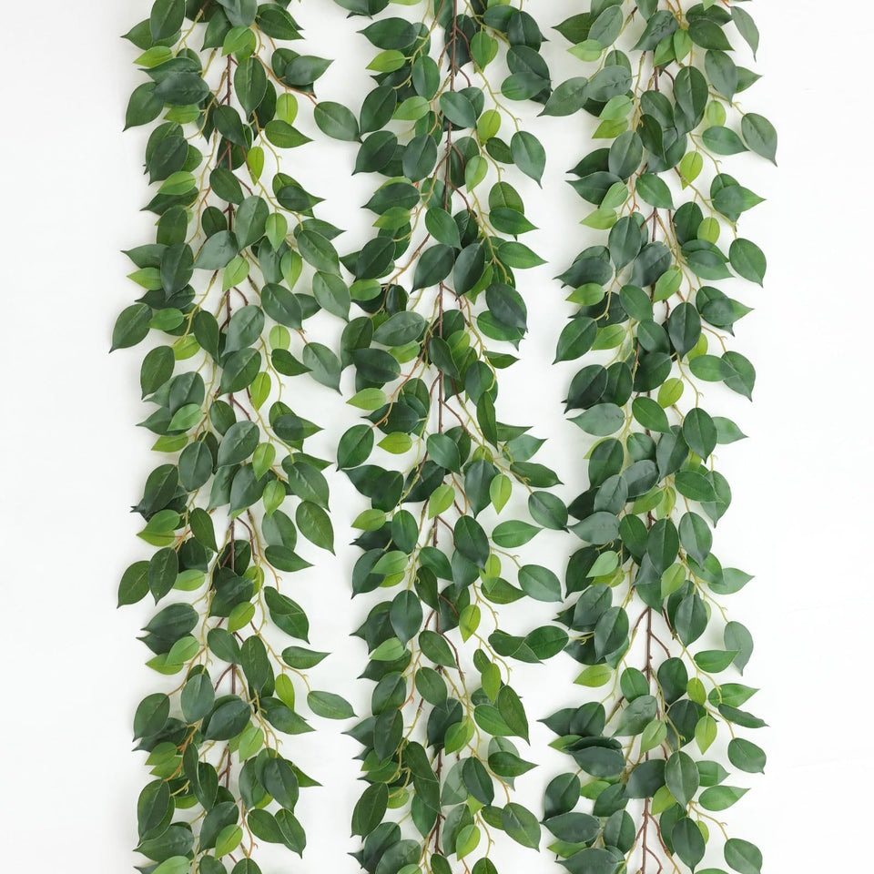 Mizii artificial 78-inch ficus garland with lush silk leaves for centerpiece decor.