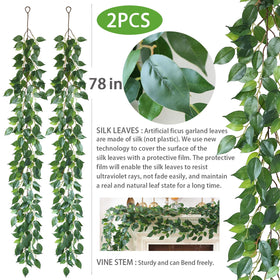 Close up of Mizii silk ficus leaves showing durable UV protection.