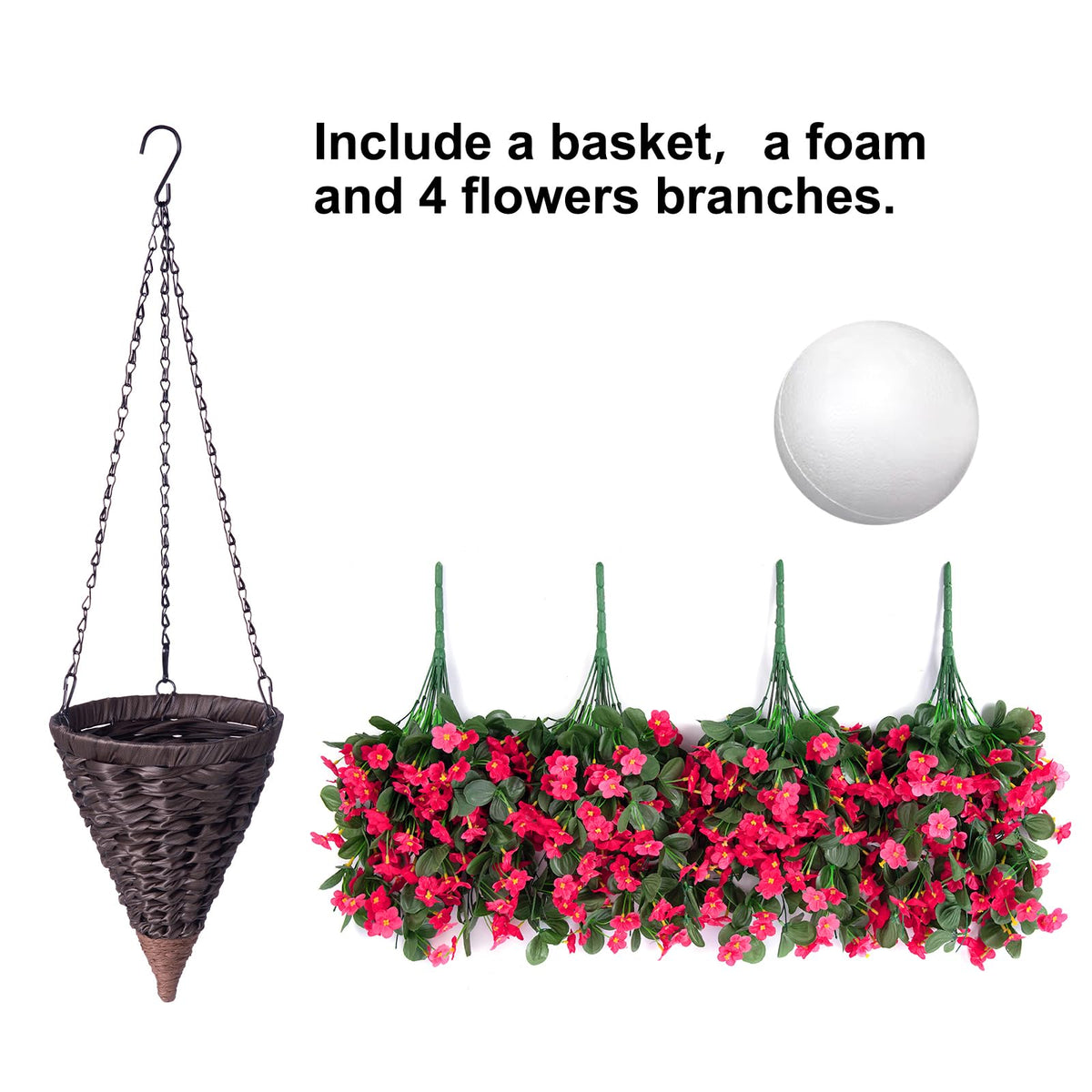 MJFloria cone basket with chains offers sturdy support for outdoor decoration.