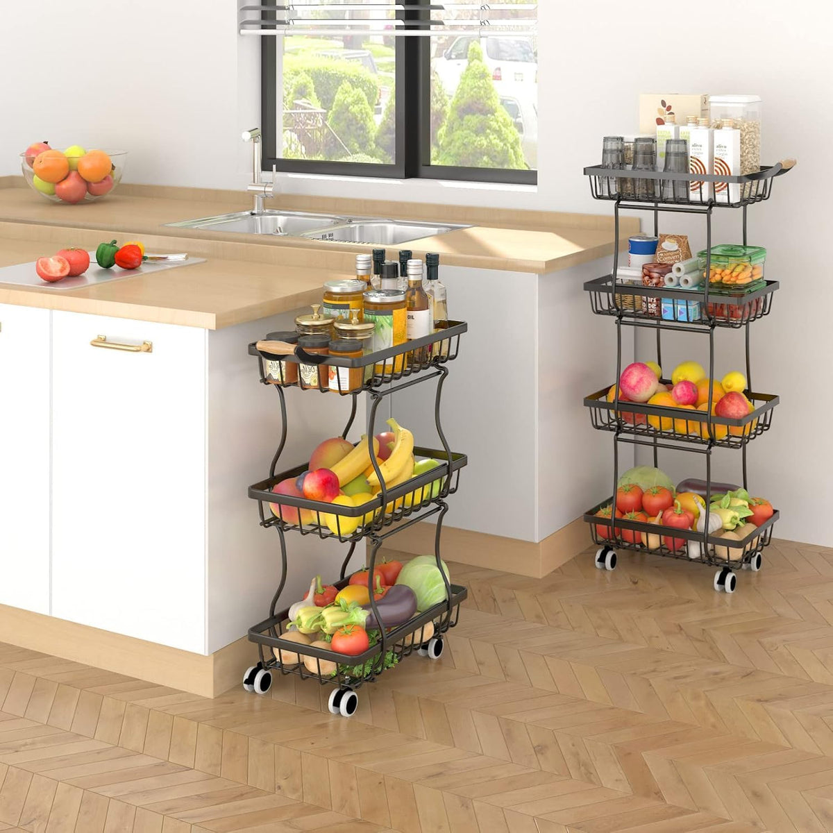 MJIMKE cart dimensions 9.4 W x 14.5 L x 33.7 H illustrated.