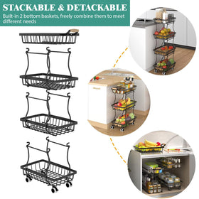 MJIMKE pantry organization on wheels stores fruits, veggies, and snacks.