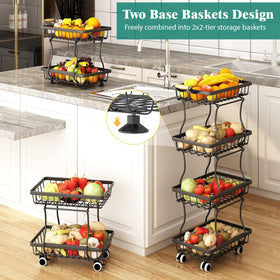 MJIMKE stackable baskets close-up highlighting sturdy carbon steel frame.