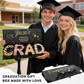 MJuAn graduation box 2026 filled with snacks for guests at celebrations.