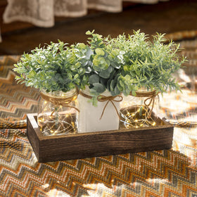 Mkono bathroom counter decor with jar lights for organized charm