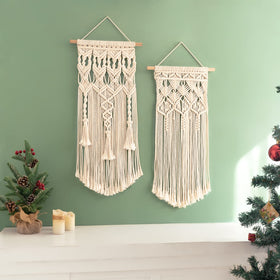 Mkono tassel fringe detail enhances wall decor with artisan charm
