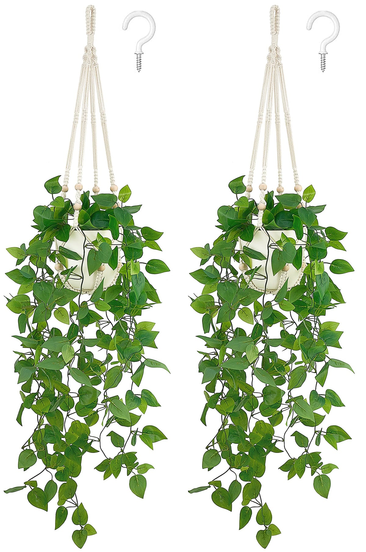 Mkono fake hanging plant in pot adds vibrant greenery to any room.
