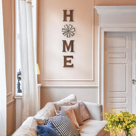 Mkono Farmhouse wall decor highlights the M letter for cozy entryway appeal.