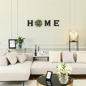 Mkono Farmhouse wall sign letter E complements dining area with natural style.