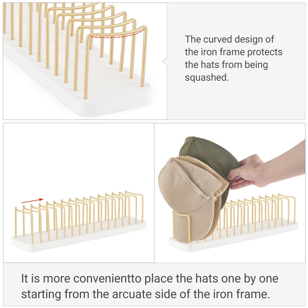Mkono hat display stand with curved iron frame prevents deformation