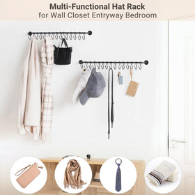 Mkono hat rack packaging reveals hardware and simple installation steps.