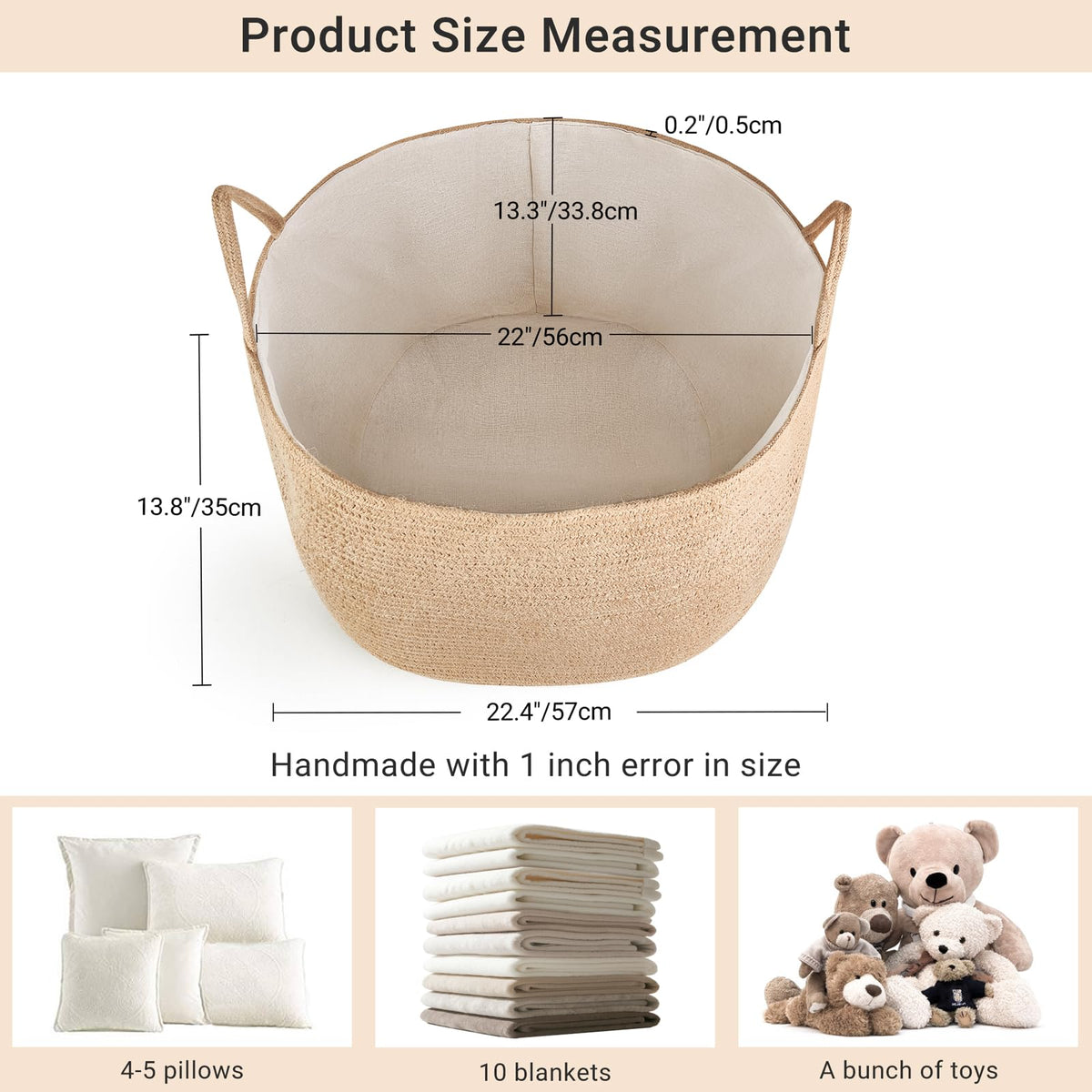 Mkono lined interior protects items from snagging and dust in the basket.