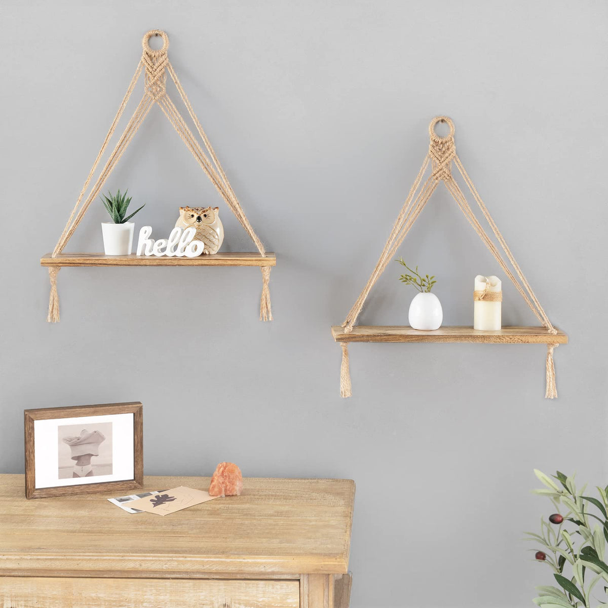Mkono boho wall shelf setup in a bright bathroom