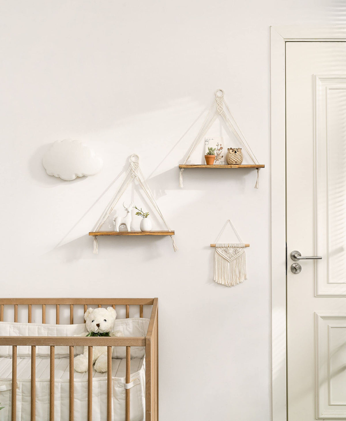 Mkono macrame shelves in dorm decor for compact storage