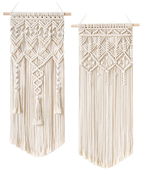 Mkono macrame wall hanging pair decor for living spaces with boho texture.