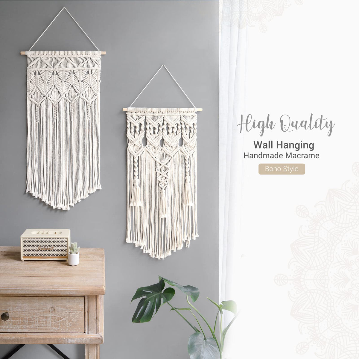 Symmetrical Mkono design complements bedroom walls with balanced aesthetics.