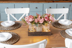 Mkono lighted centerpiece creating a soft warm glow for living room