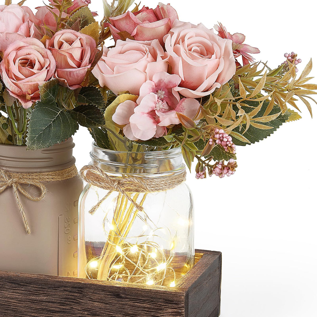 Mkono mason jar lights used as wedding or event decor