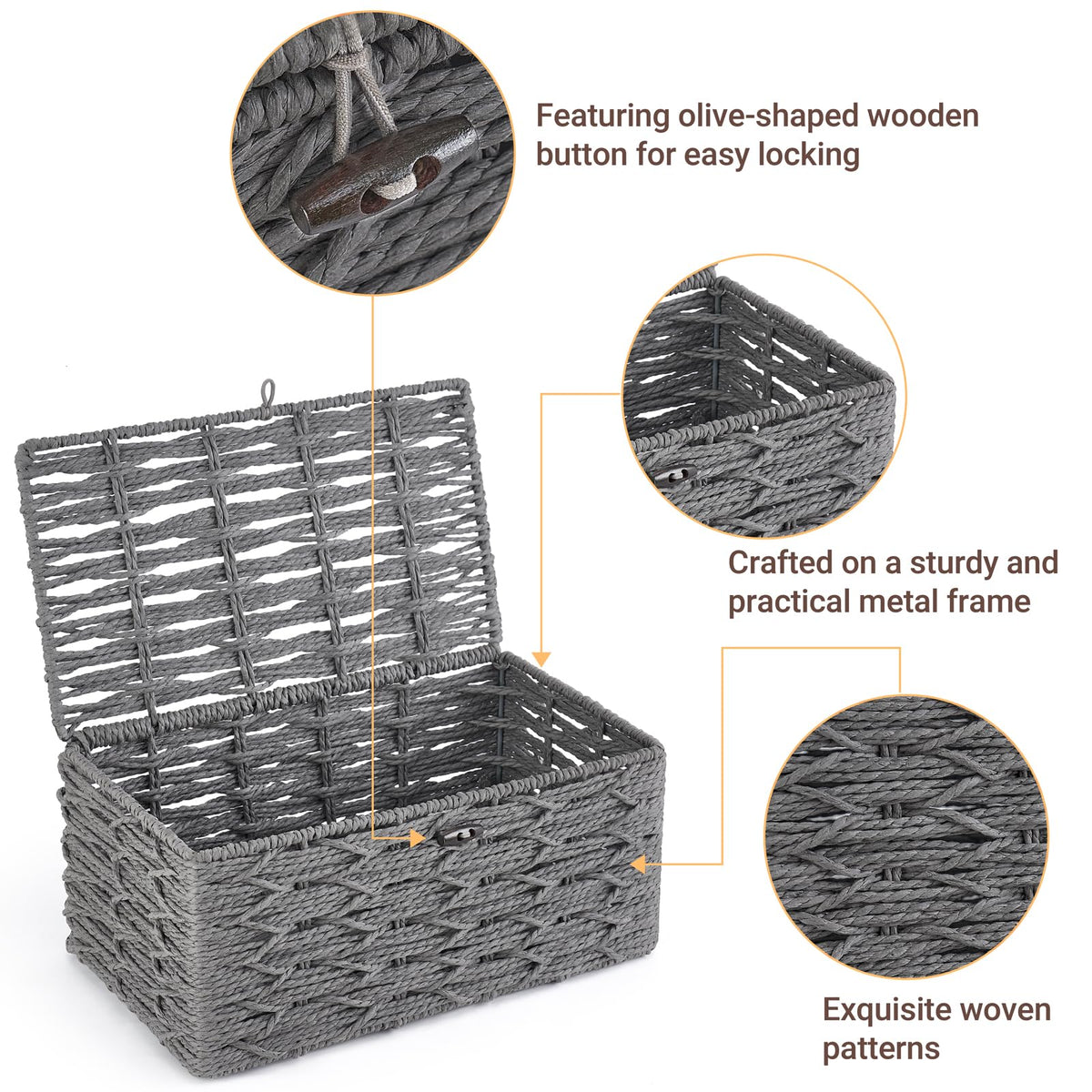 Mkono lidded storage baskets set, ideal for wardrobe and closet decluttering