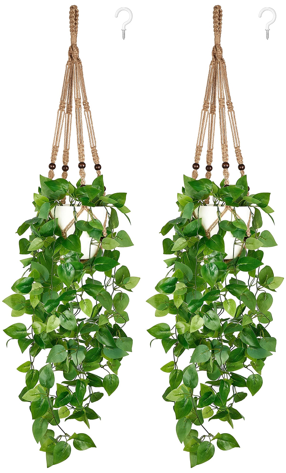 Mkono pothos hanging plant with 2.5ft length and realistic leaves.