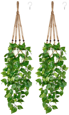 Mkono pothos hanging plant with 2.5ft length and realistic leaves.