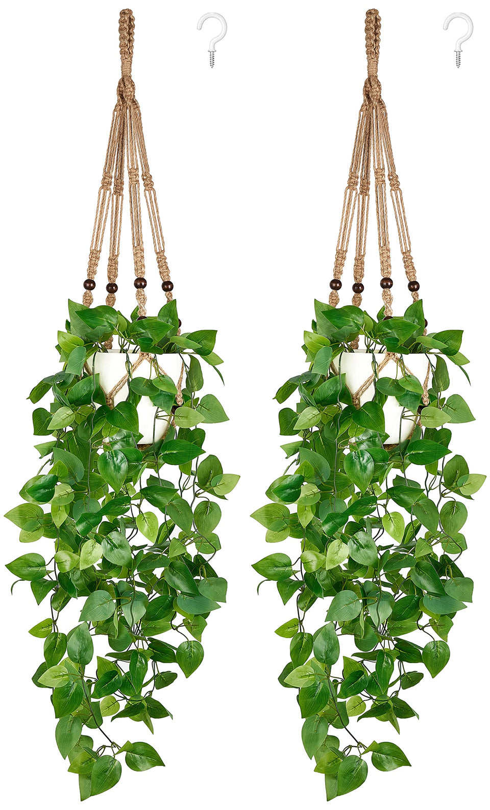 Mkono pothos hanging plant with 2.5ft length and realistic leaves.