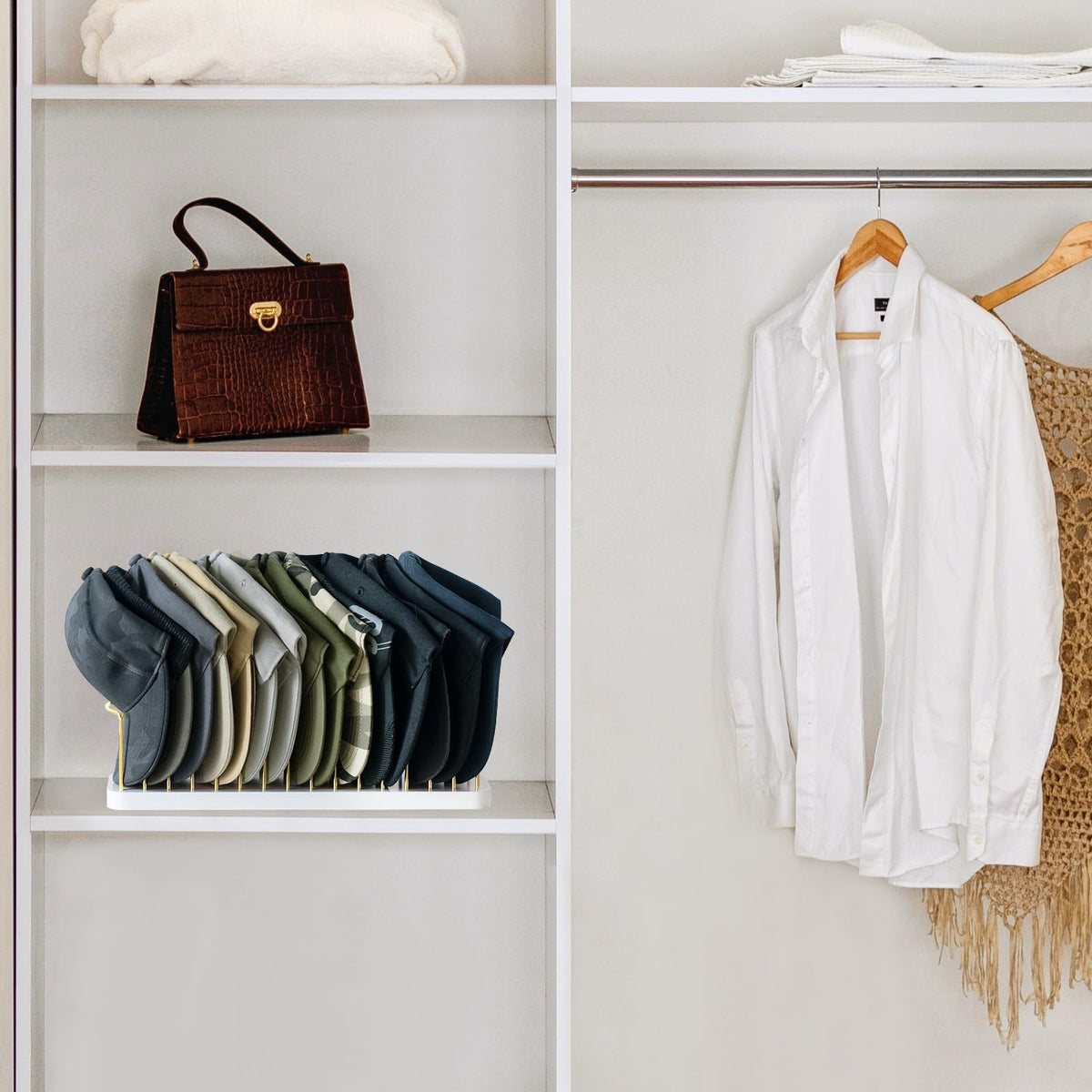 Mkono space-saving desktop storage for hats fits on any surface