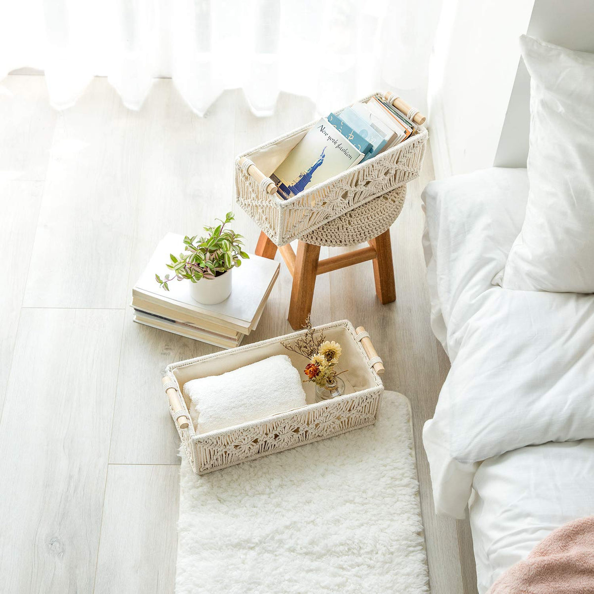 Mkono storage baskets organizer for bedroom dresser and nursery.