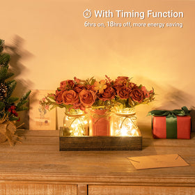 Mkono three jars with flowers add soft illumination for coffee table decor.
