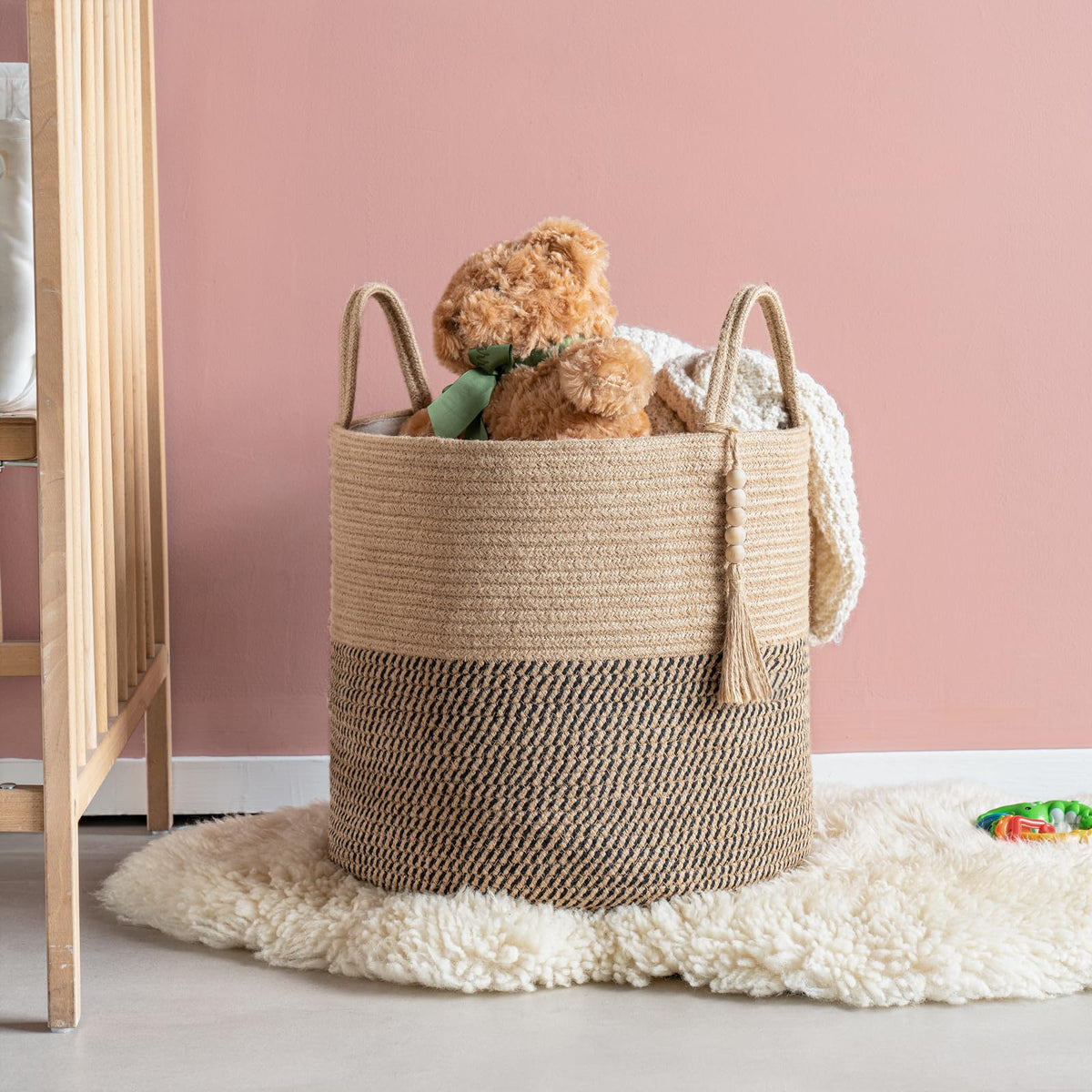 Mkono wooden bead decor detail adds rustic charm