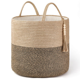 Mkono woven storage basket front view for blankets and toys organization