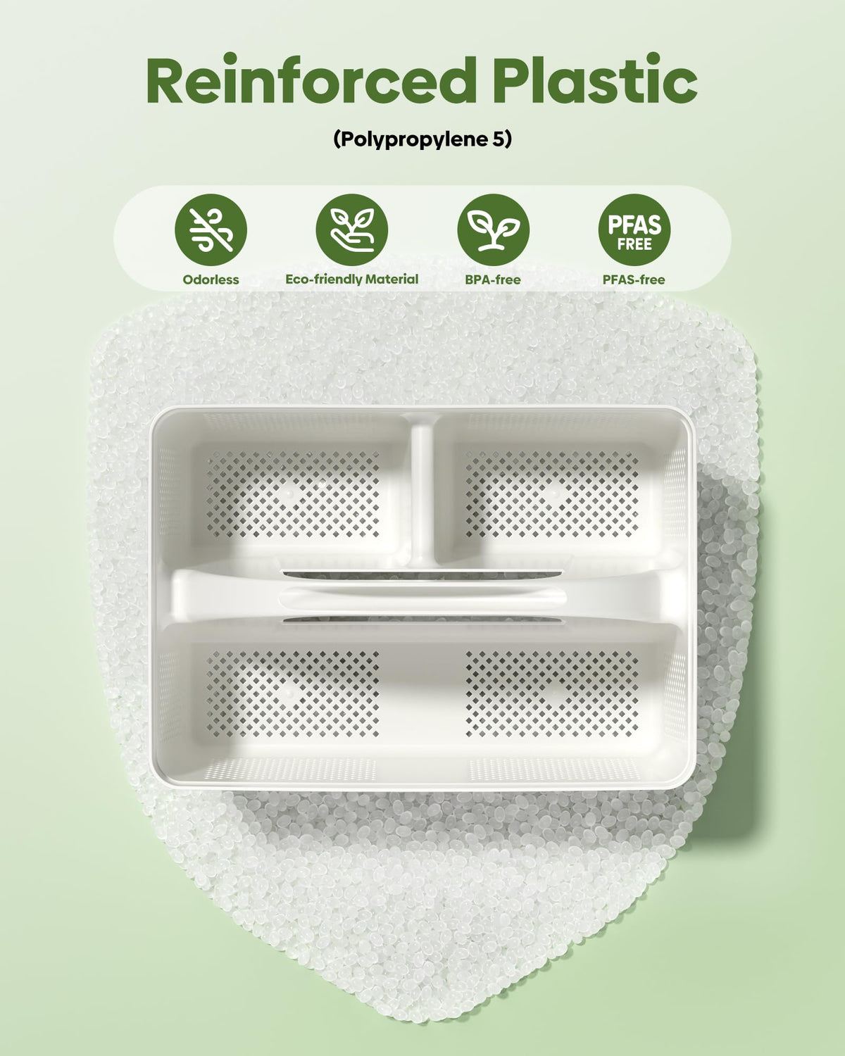 MLIKLU cleaning caddy highlights durable plastic and easy cleaning for busy bathrooms.