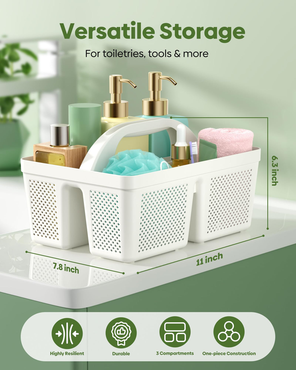 MLIKLU caddy features dense ventilation holes to prevent water buildup and help items dry.