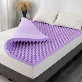 MLILY 2-inch egg crate twin topper on a bed, adding plush cushioning and support