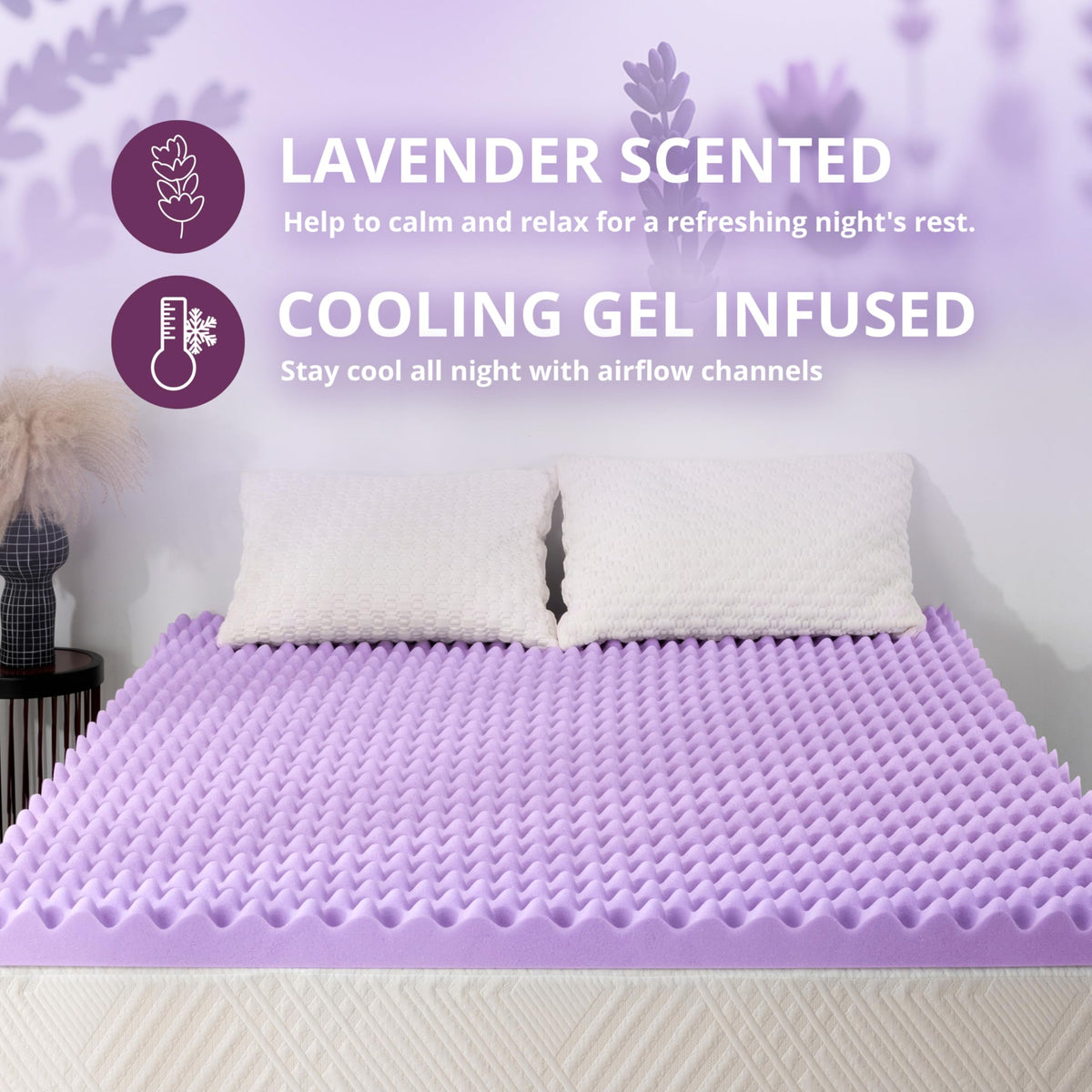 MLILY cooling technology with gel infusion supports temperature regulation during sleep.