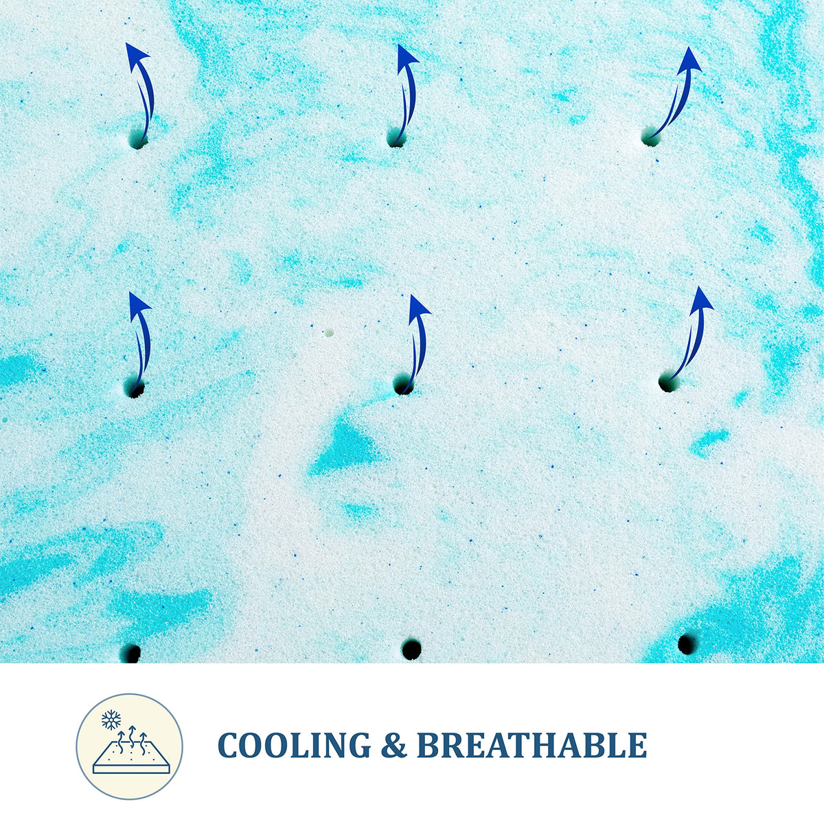 MLILY EGO Topper ventilated design promotes airflow for breathable sleep.