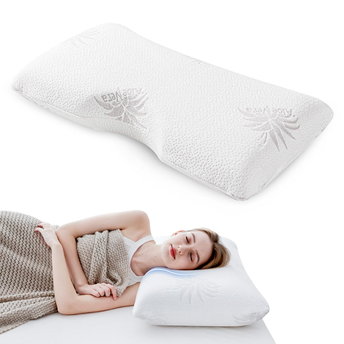 MLILY EGOHOME cervical neck pillow overview with ergonomic contour for neck and spine support